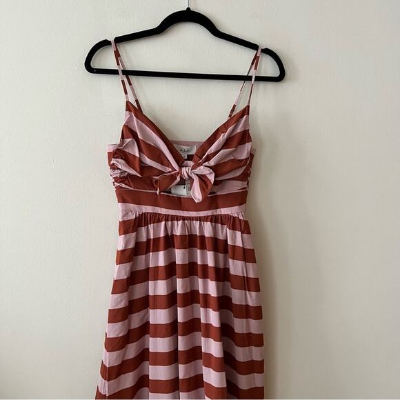A.L.C Laurel Striped Midi Sundress In Rust and Lavender - Picture 3 of 7